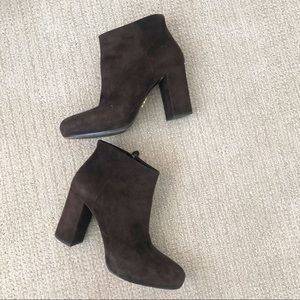 Prada chocolate suede booties size 39.5